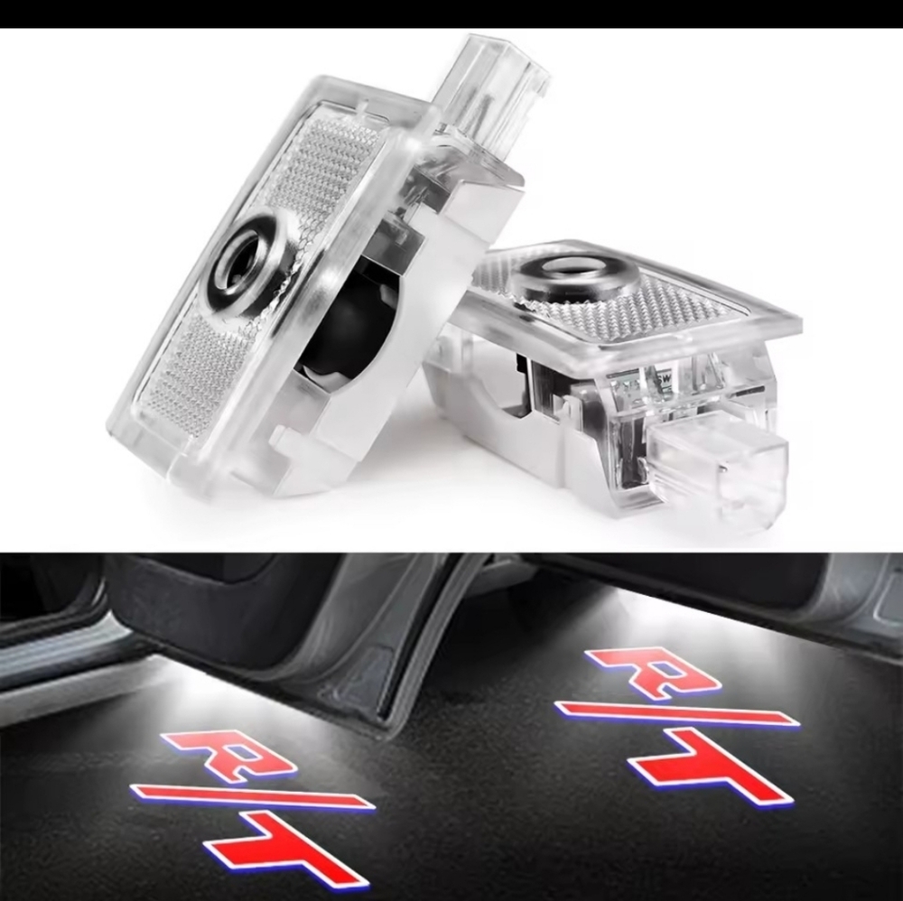 2 red RT Car Door Projector Ghost Door lights for Challenger Or Charger